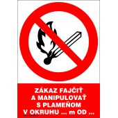 Zákaz fajčiť a manipulovať s plameňom v okruhu ... m od ...